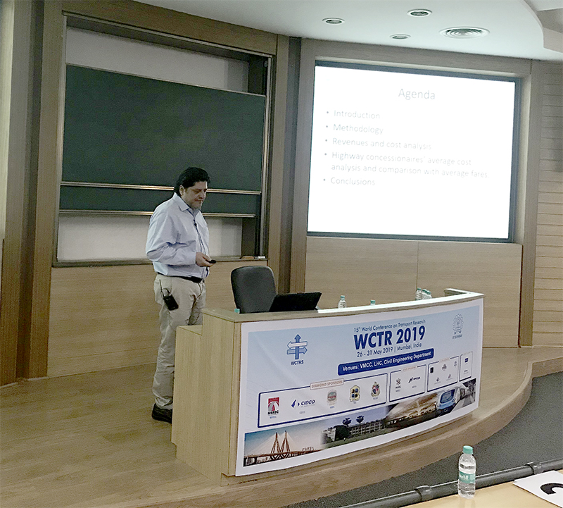 Dr. Juan Pedro Sepúlveda expuso en XV Conferencia Mundial de Investigación en Transporte realizada en India