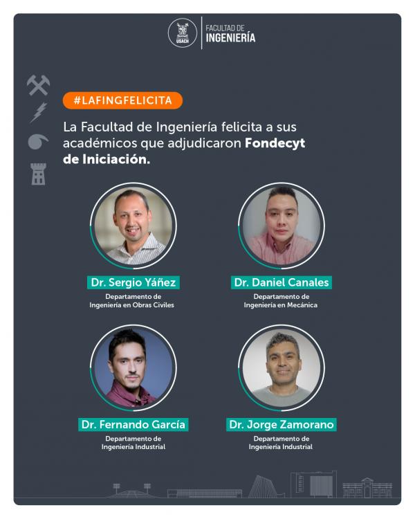 Facultad de Ingeniería adjudica cuatro Fondecyt de iniciación continuando con alto rendimiento