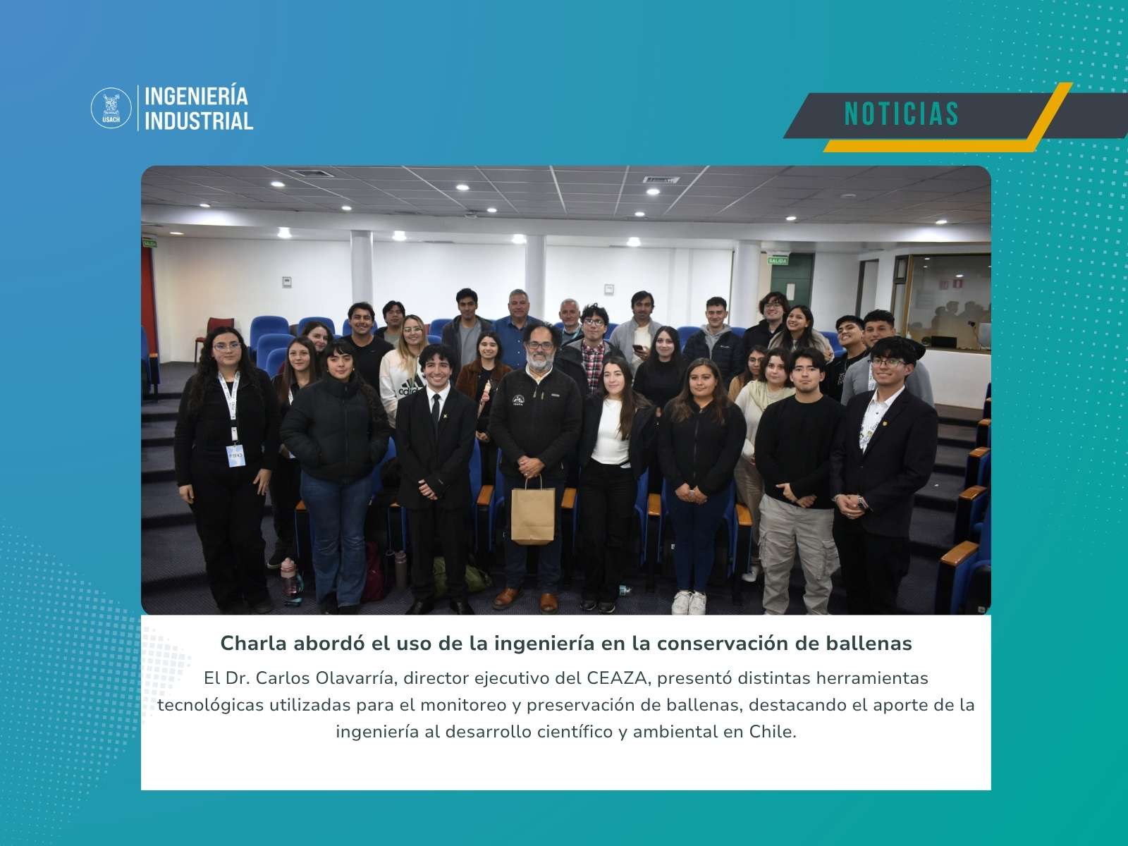 Charla realizada en el Departamento de Ingeniería Industrial abordó el rol de la ingeniería en la conservación de ballenas